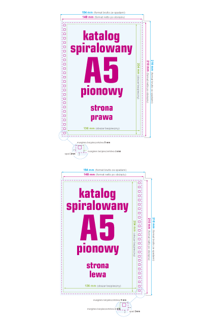 Katalogi spiralowane A5 pionowe - instrukcja przygotowania pliku