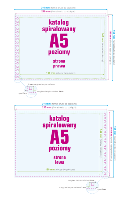 Katalogi spiralowane A5 poziome - instrukcja przygotowania pliku