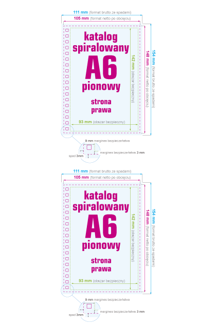 Katalogi spiralowane A6 pionowe - instrukcja przygotowania pliku