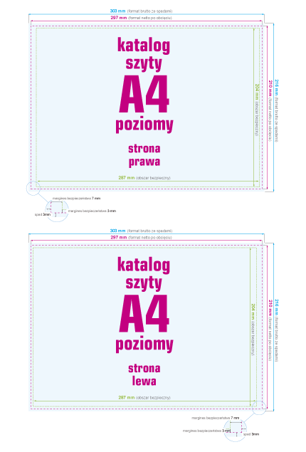 Katalogi szyte A4 poziome - instrukcja przygotowania pliku