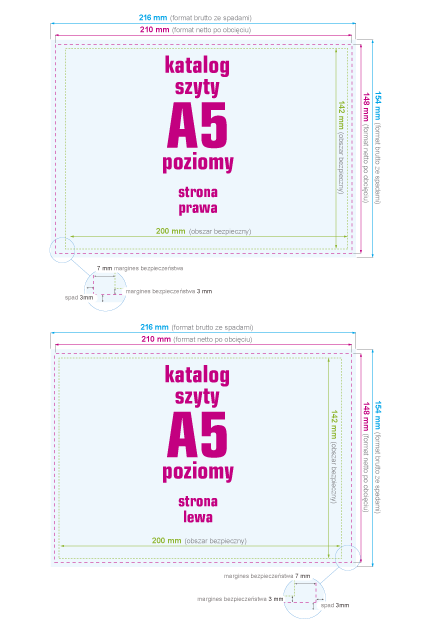 Katalogi szyte A5 poziome - instrukcja przygotowania pliku