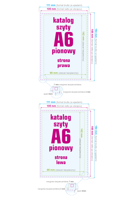 Katalogi szyte A6 pionowe - instrukcja przygotowania pliku