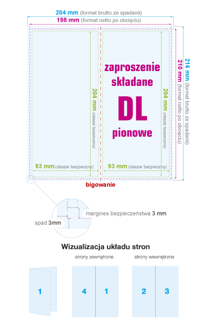 Zaproszenie składane DL pionowe - instrukcja przygotowania pliku