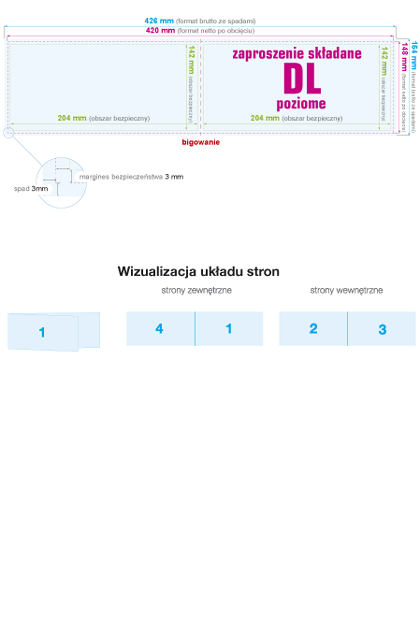 Zaproszenie składane DL poziom - instrukcja przygotowania pliku